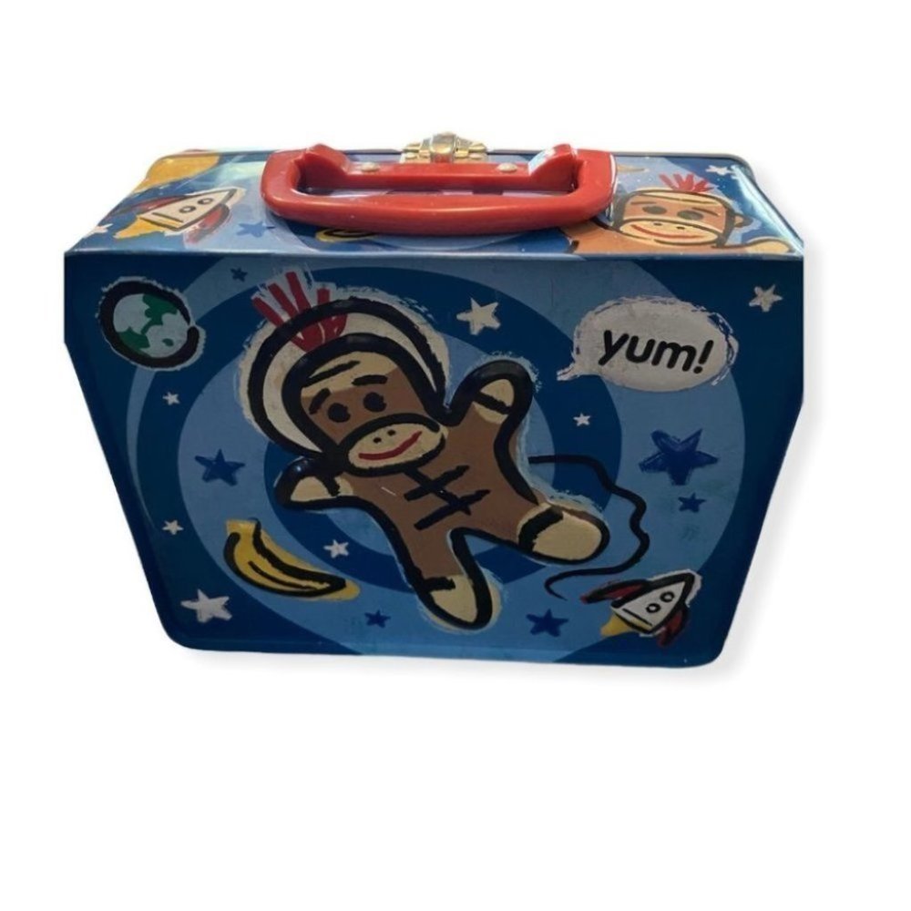 Sock Monkey Brand Tin Lunch Box Container By Schylling ,From The Sock Monkey